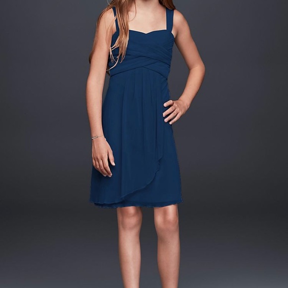 Sleeveless Short Mesh Dress with Side Cascade - Picture 1 of 3